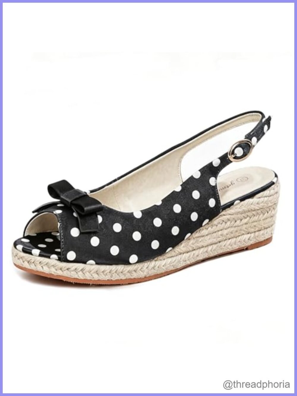 Women's Espadrille Wedge Platform Slingback Sandals with Bow Polka Dots Open